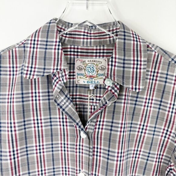 Bell by Alicia Bell Cotton Plaid Button-Up Collared Shirt Sz 4 NWT - Picture 2 of 10